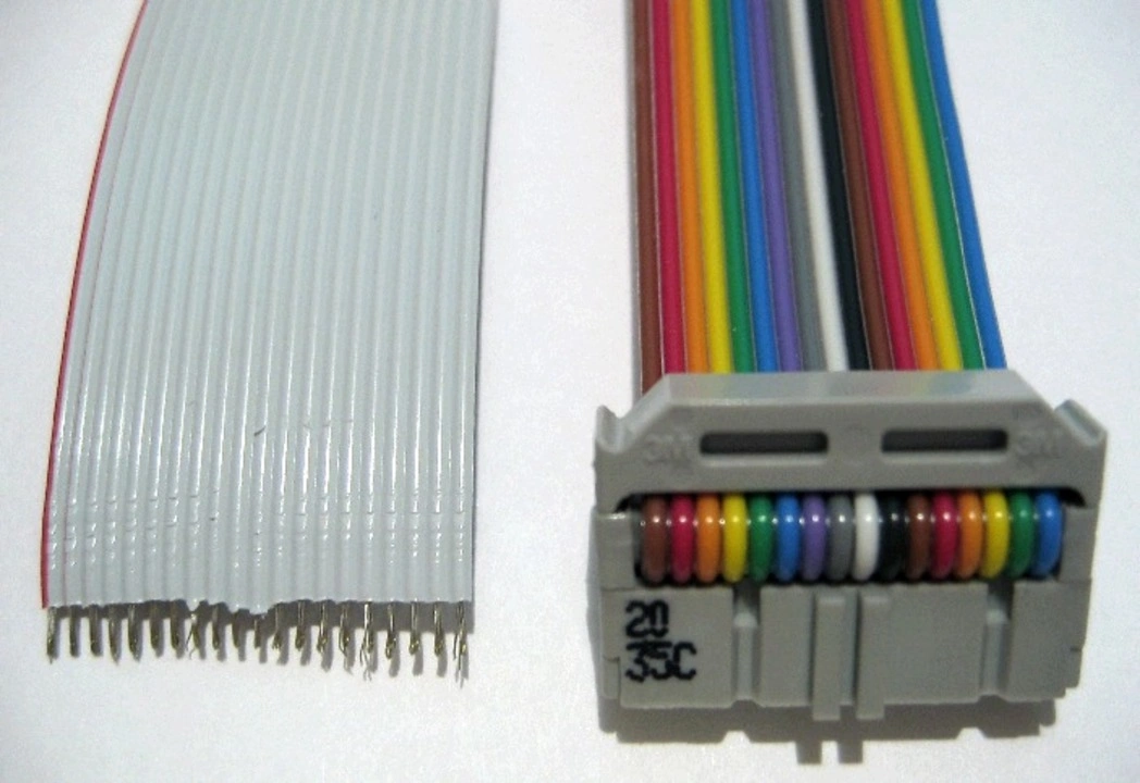 A pair of ribbon cables