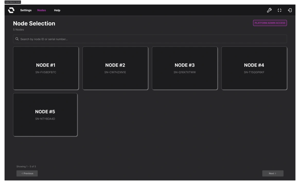 Management Module web interface node selection page latest mockup